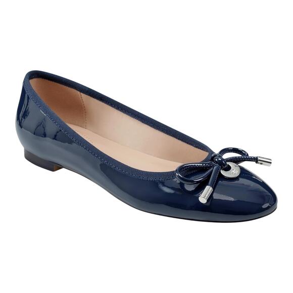 Bandolino Women's Payly Bow Detail Ballet Flats Navy Patent Size 6 - Picture 1 of 5